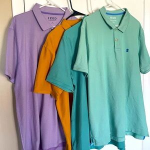 *Final Sale Bundle of 4 IZOD Polo Classic Style. Two green mustard and purple XL
